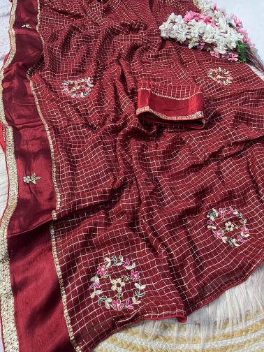 Vinayak checks handwork wholesale saree suppliers